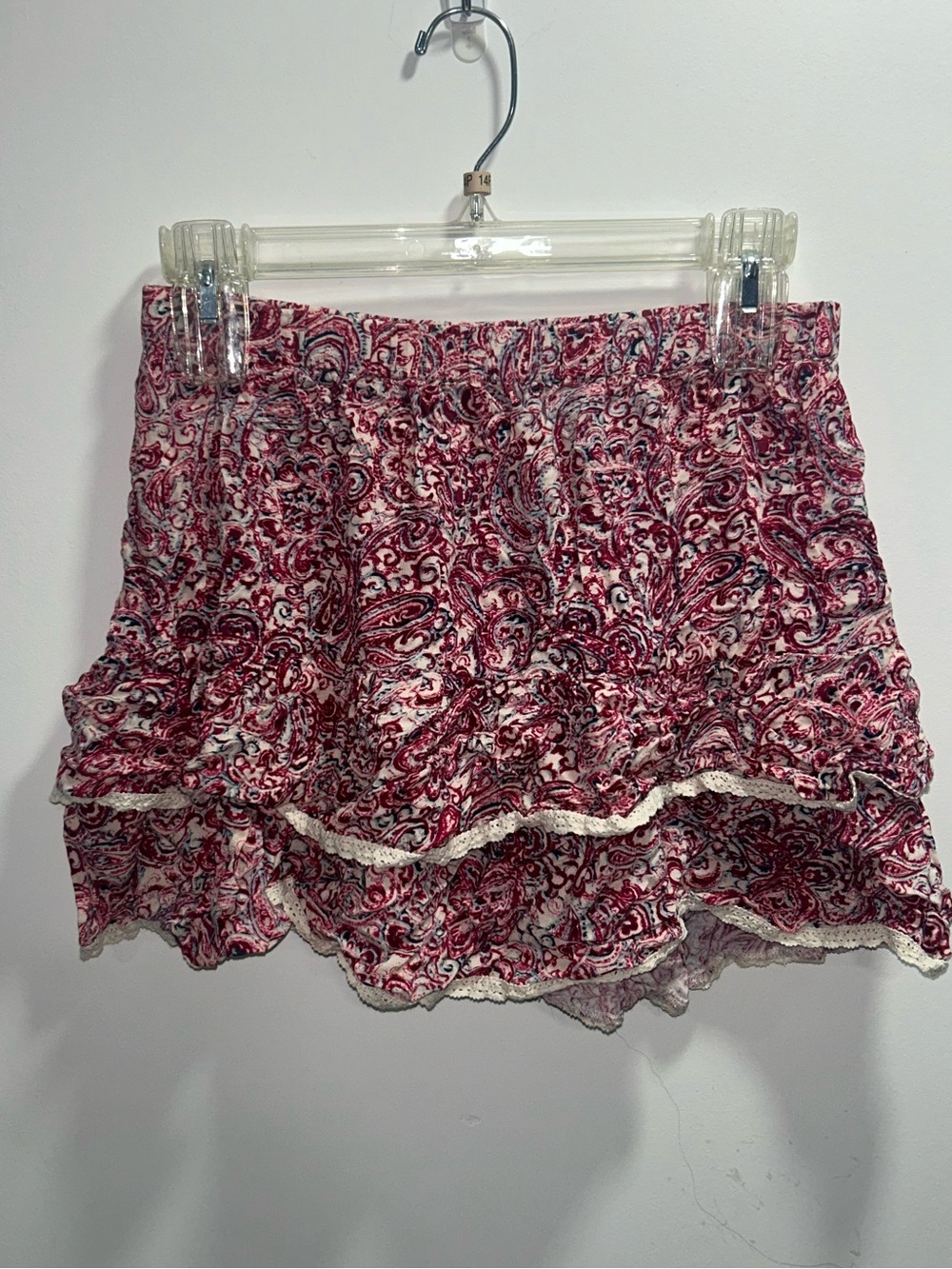 Forever 21 Pink and White Paisley Mini Skirt